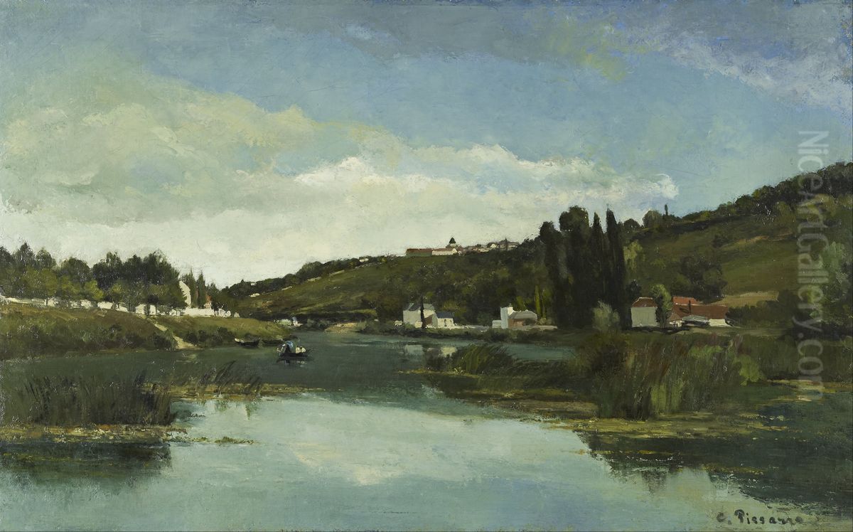 The Marne at Chennevieres Oil Painting by Camille Pissarro