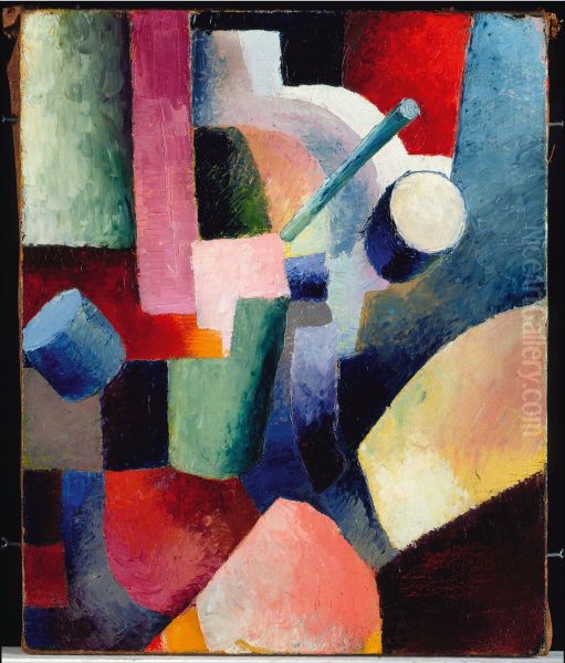 Colored Composition of Forms, 1914 Oil Painting by August Macke