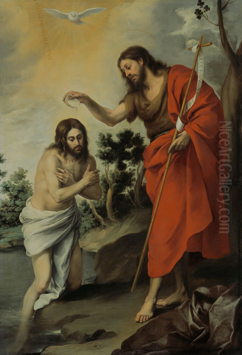Die Taufe Christi Oil Painting by Bartolome Esteban Murillo