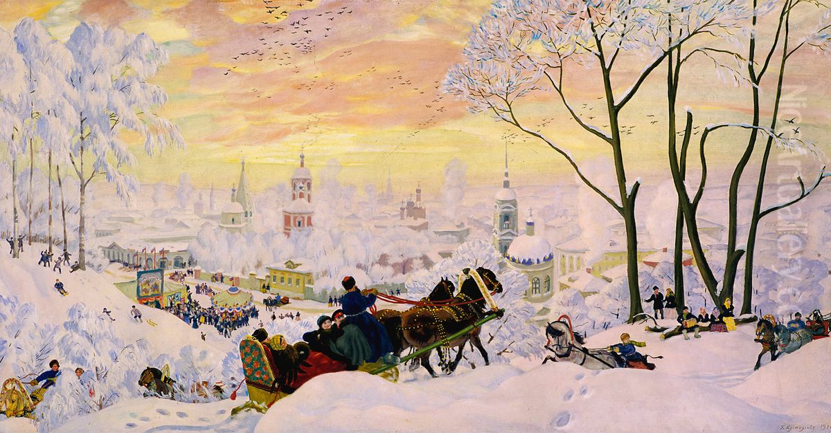<<Maslenica>> Oil Painting by Boris Kustodiev