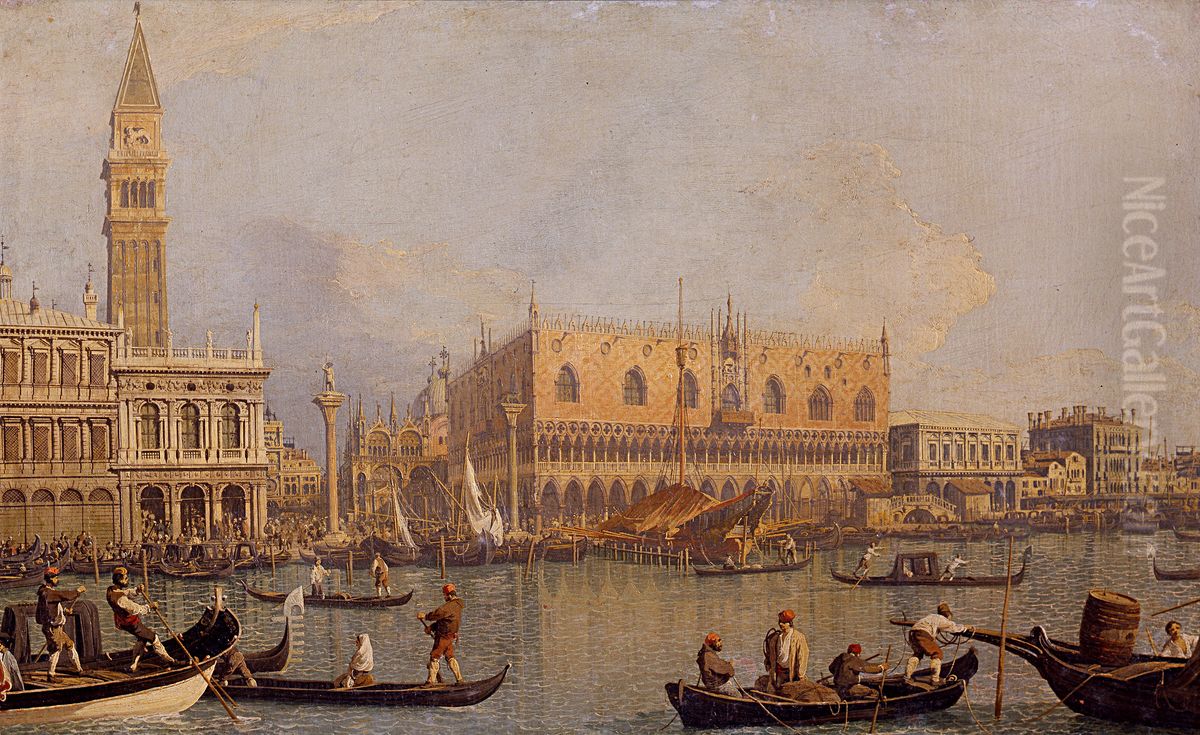 View of the Ducal Palace in Venice Oil Painting by Canaletto