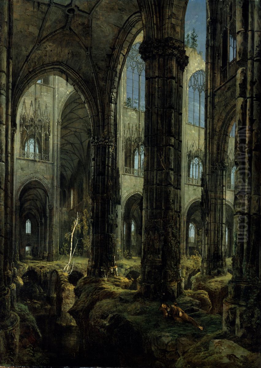 Gothic Church Ruins Oil Painting by Carl Blechen