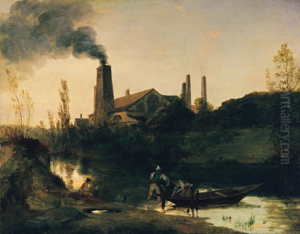 The Neustadt-Eberswalde Rolling Mill Oil Painting by Carl Blechen