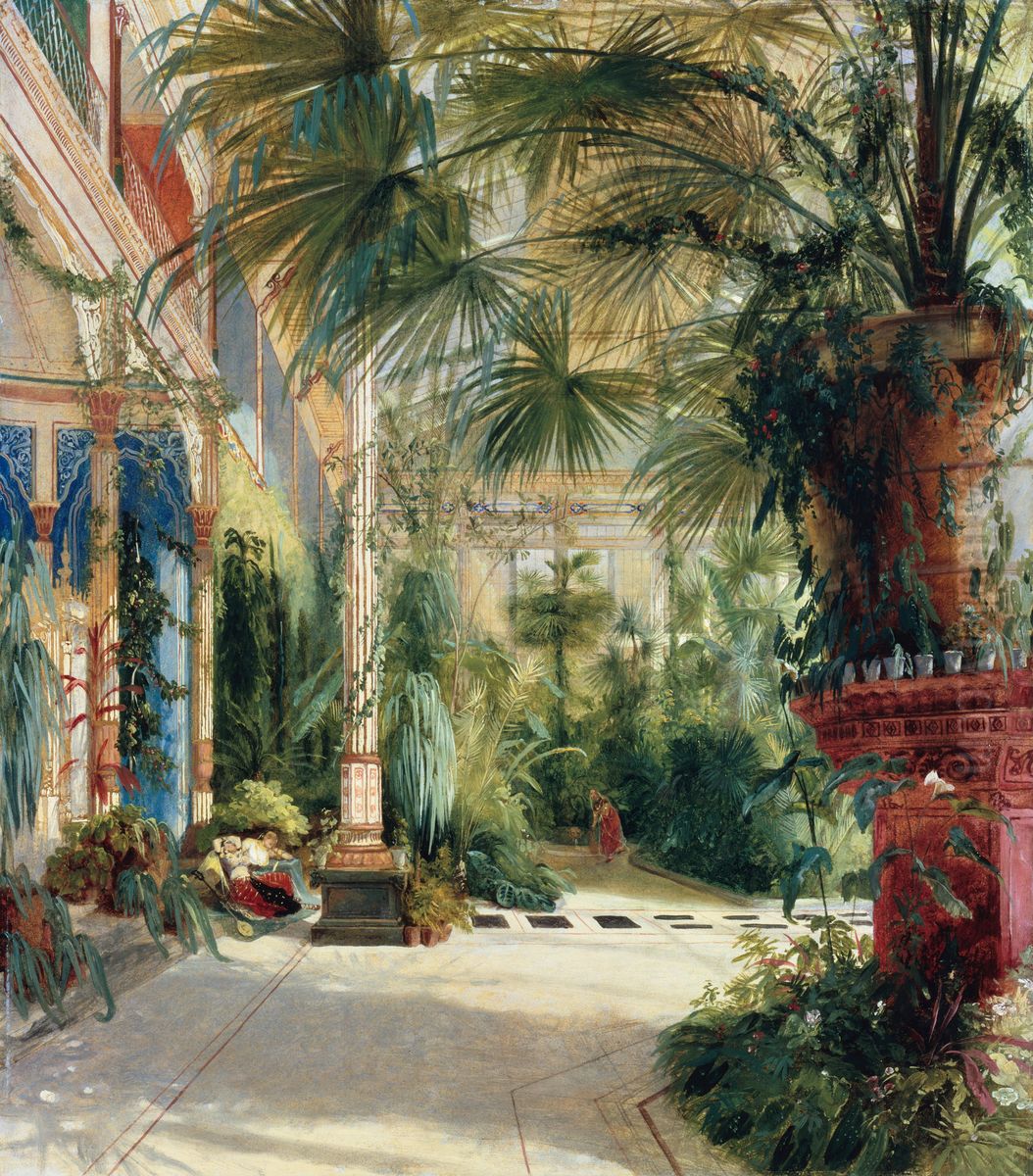 Das Innere des Palmenhauses auf der Pfaueninsel Oil Painting by Carl Blechen