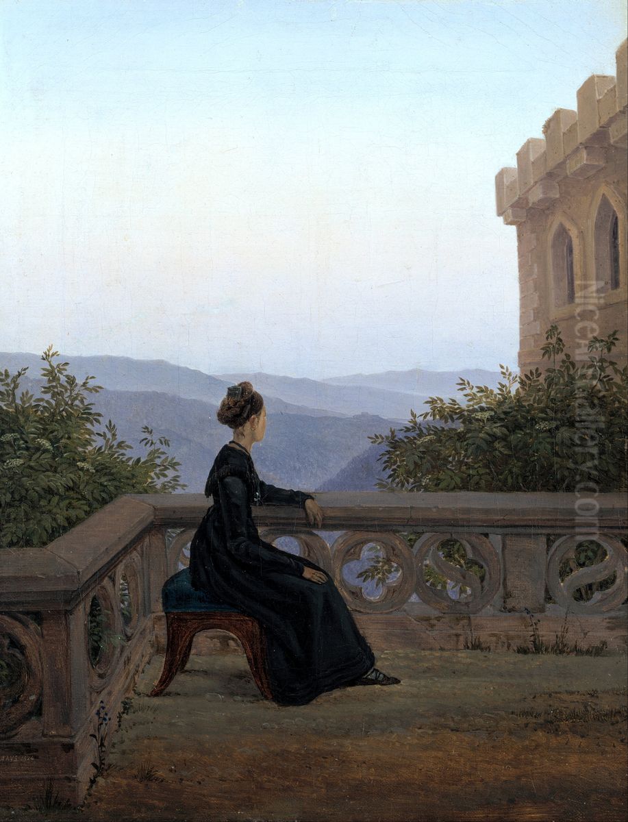 Woman on the Balcony Oil Painting by Carl Gustav Carus