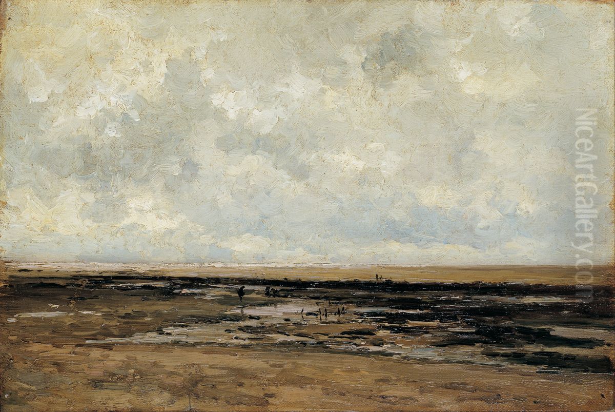 Villerville Beach. Normandy Oil Painting by Carlos de Haes