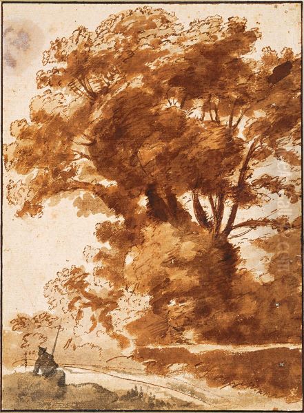 Group of Trees and Resting Sheperd Oil Painting by Claude Lorrain