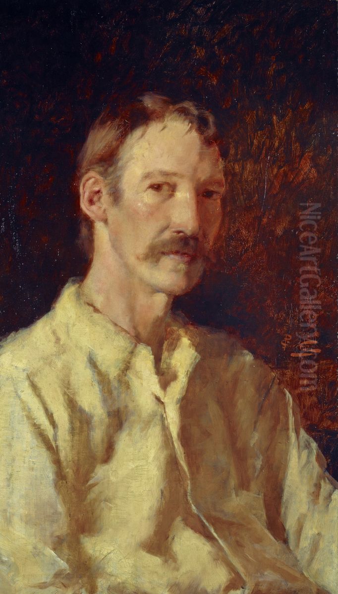 Robert Louis Stevenson, 1850 - 1894. Essayist, poet and novelist Oil Painting by Girolamo P. Nerli