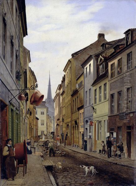 Die Parochialstrasse Oil Painting by Eduard Gaertner