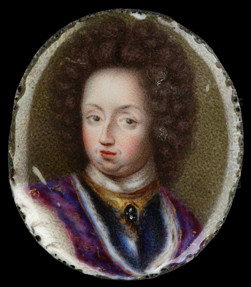 Miniature portrait of Charles XI, King of Sweden 1660-1697 Oil Painting by Erik Utterhielm