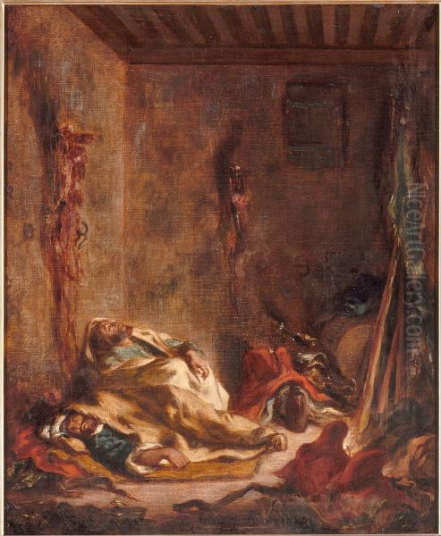 Le corps de garde a Meknes Oil Painting by Eugene Delacroix