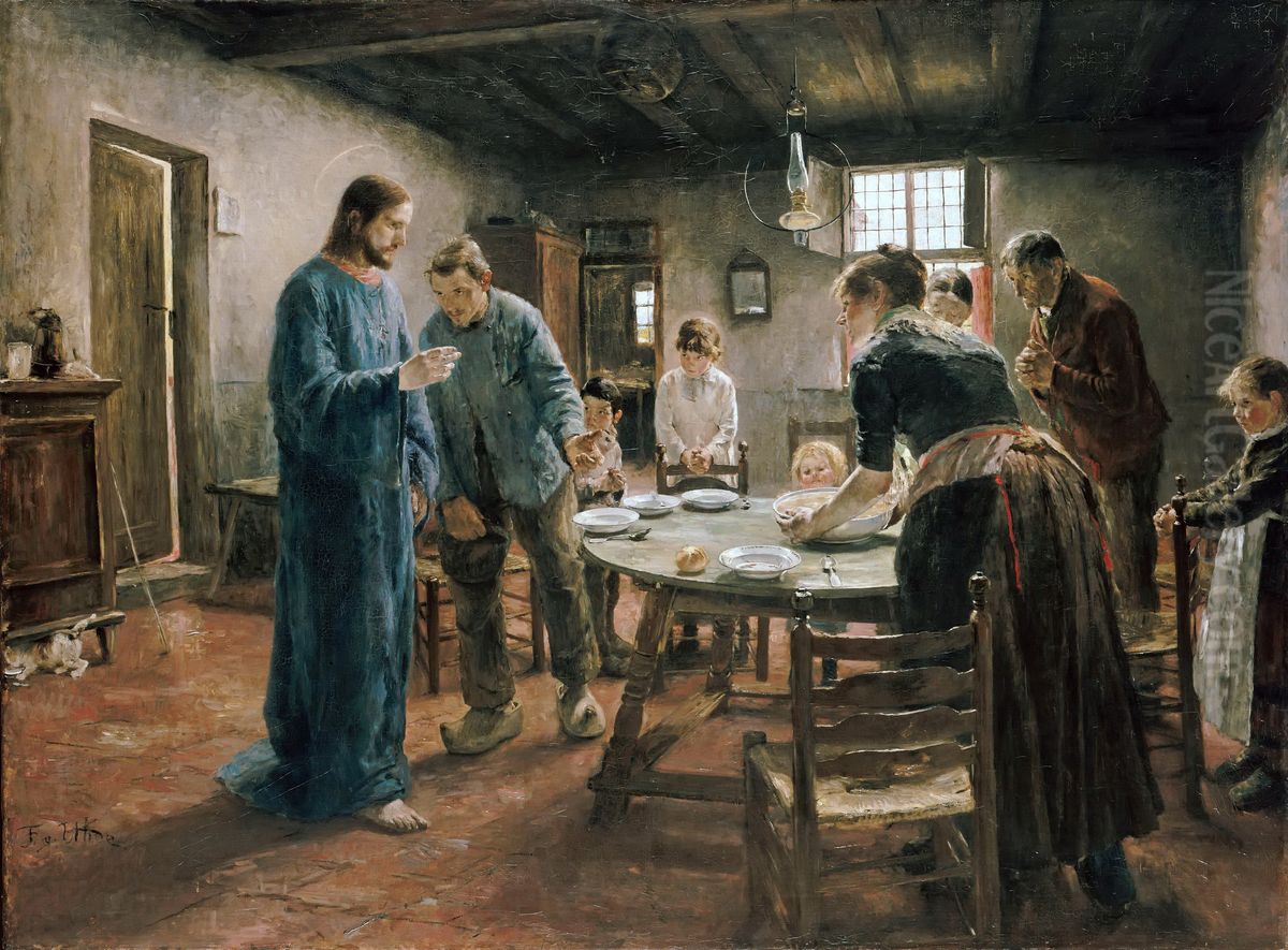 The Mealtime Prayer Oil Painting by Fritz von Uhde