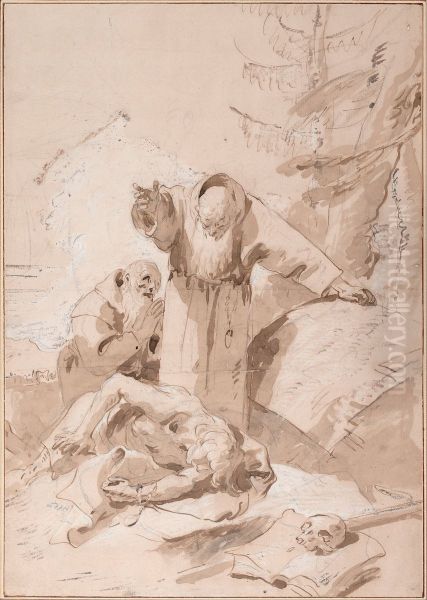 Saint Fidelis of Sigmarigen and Saint Joseph of Leonessa Oil Painting by Giovanni Battista Tiepolo