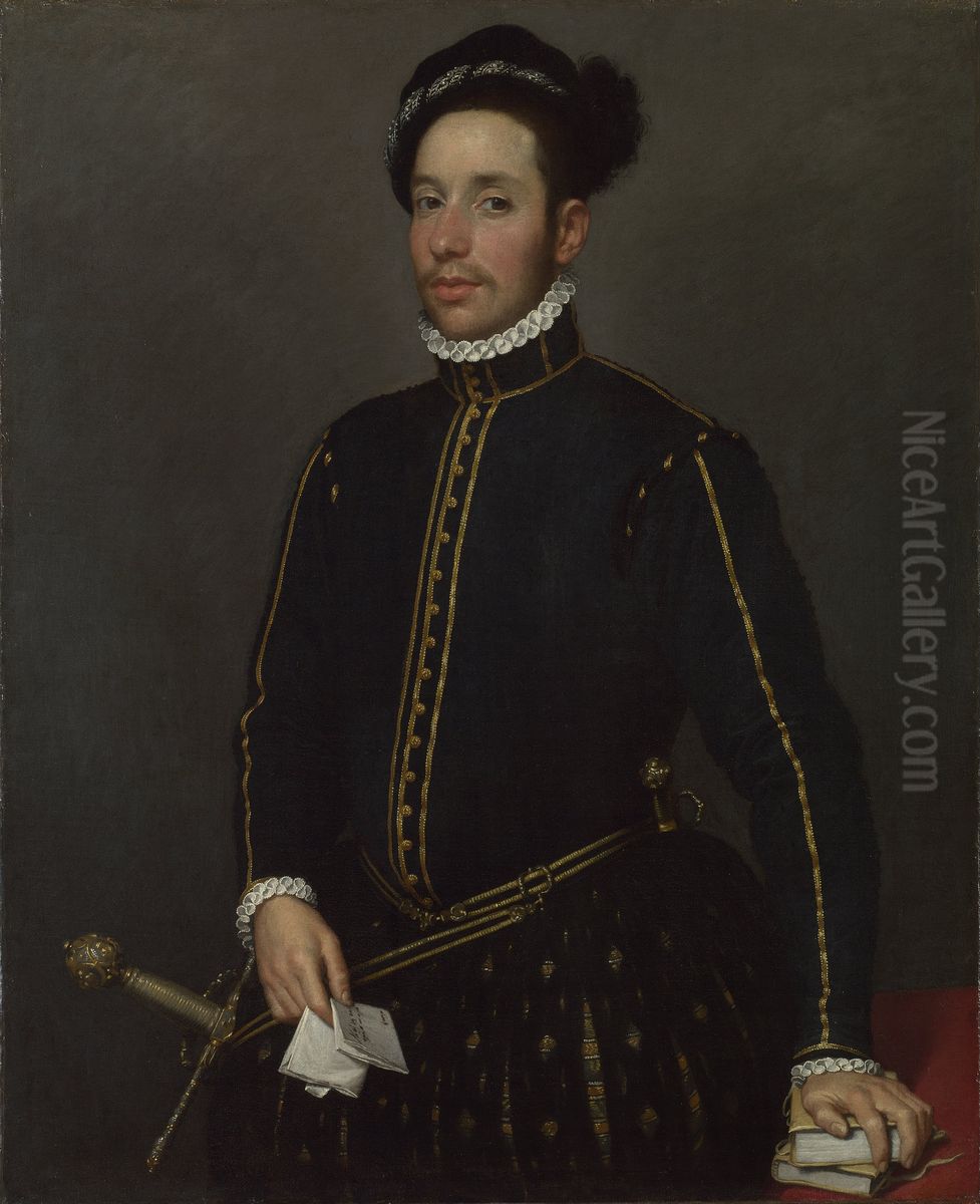 Portrait of a Left-Handed Gentleman with Two Quartos and a Letter ('Il Gentile Cavaliere') Oil Painting by Giovanni Battista Moroni