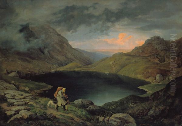 Teich im Riesengebirge Oil Painting by Ludwig Richter