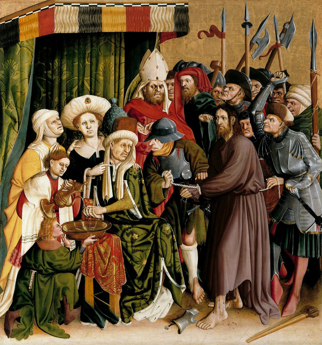 Christus vor Pilatus; Flugel-Innenseite des Wurzacher Altars (rechts oben) Oil Painting by Hans Multscher
