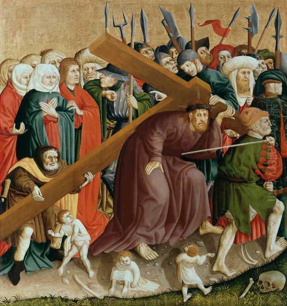 Die Kreuztragung Christi; Flugel-Innenseite des Wurzacher Altars (links unten) Oil Painting by Hans Multscher