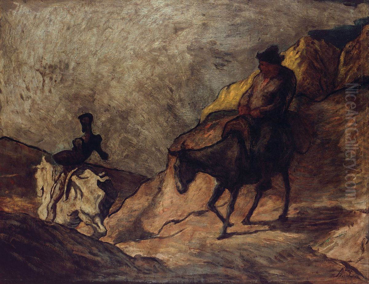 Don Quichotte et Sancho Pansa Oil Painting by Honore Daumier