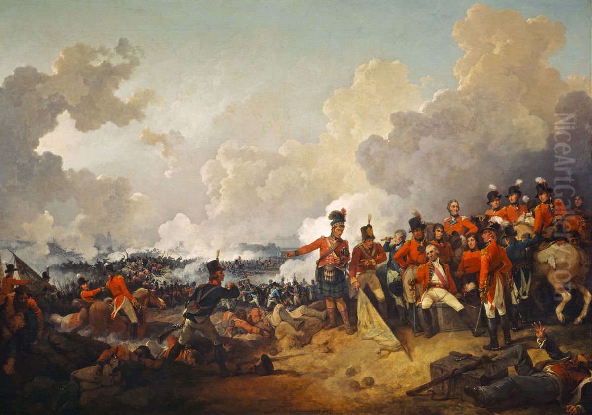 The Battle of Alexandria, 21 March 1801Francais :Labataille de Canopeou bataille d'Alexandrie, 21 mars 1801. Oil Painting by Philip James de Loutherbourg