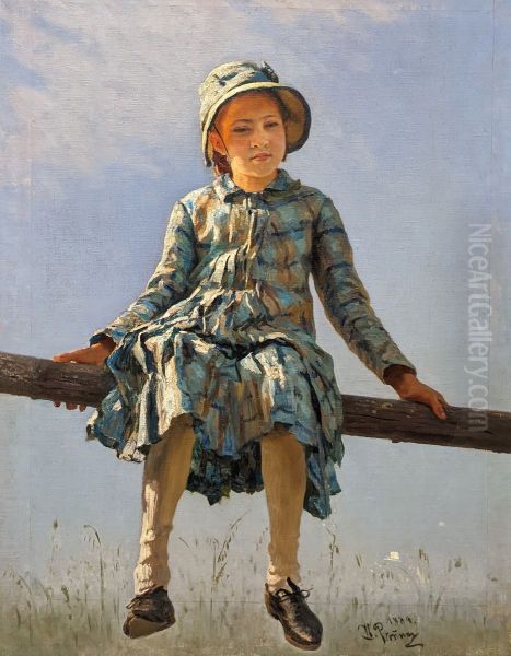Dragonfly. Painter's daughter portrait Oil Painting by Ilya Repin