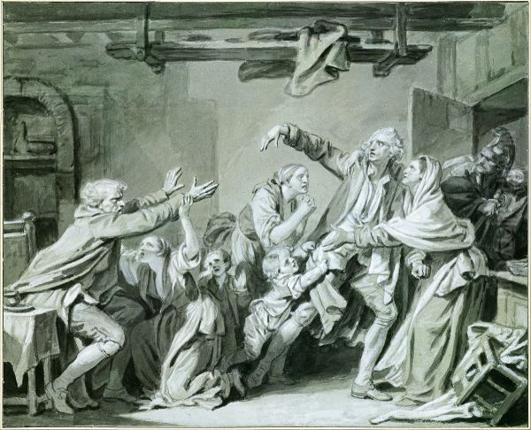 A Father Curses hos Ungrateful Son Oil Painting by Jean-Baptiste Greuze