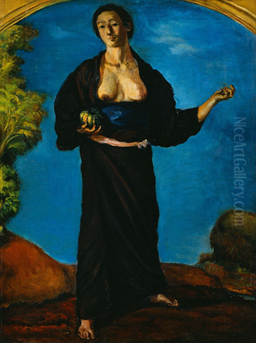 Woman with a Pumpkin Oil Painting by unknown
