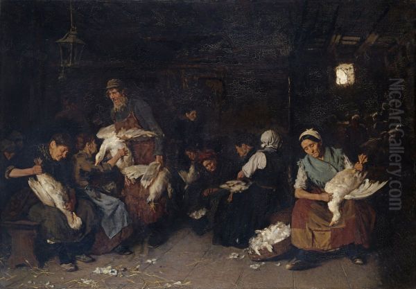 Women Plucking Geese Oil Painting by Max Liebermann