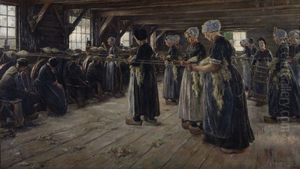 The Flax Barn at Laren Oil Painting by Max Liebermann