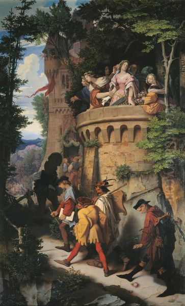 Die Rose oder Die Kunstlerwanderung Oil Painting by Moritz von Schwind