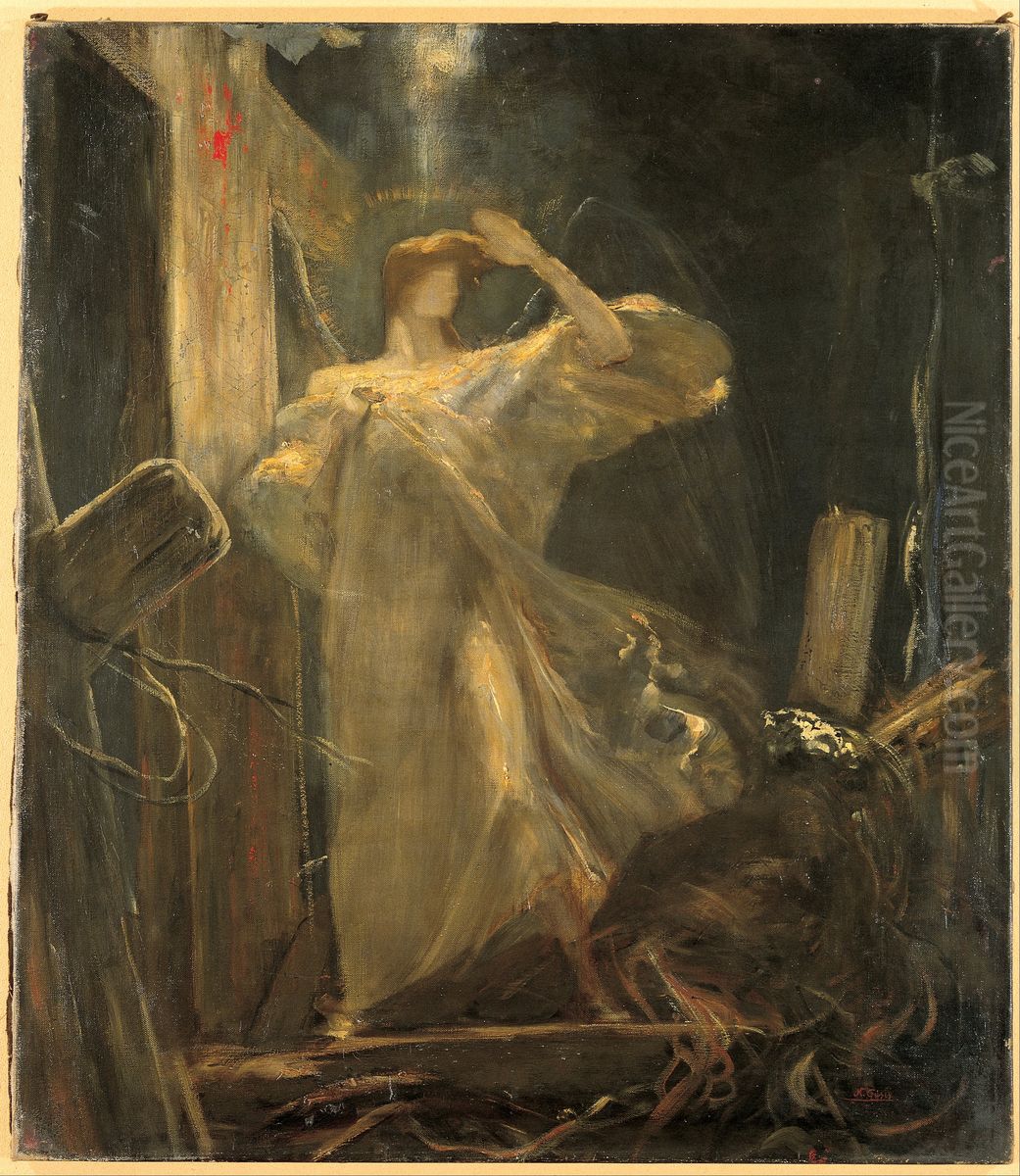 Archangel, study for the Foundation of the Faith Oil Painting by Nikolaos Gyzis