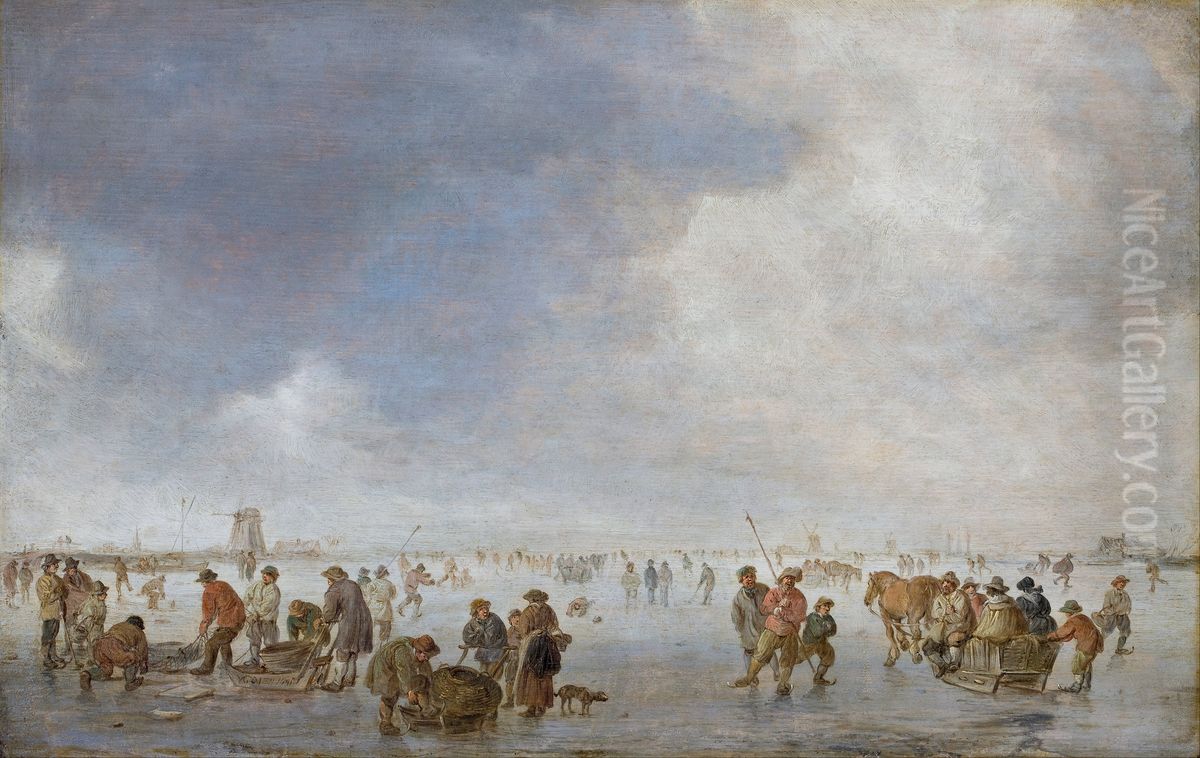 Winter Scene on the Ice Oil Painting by Jan van Goyen