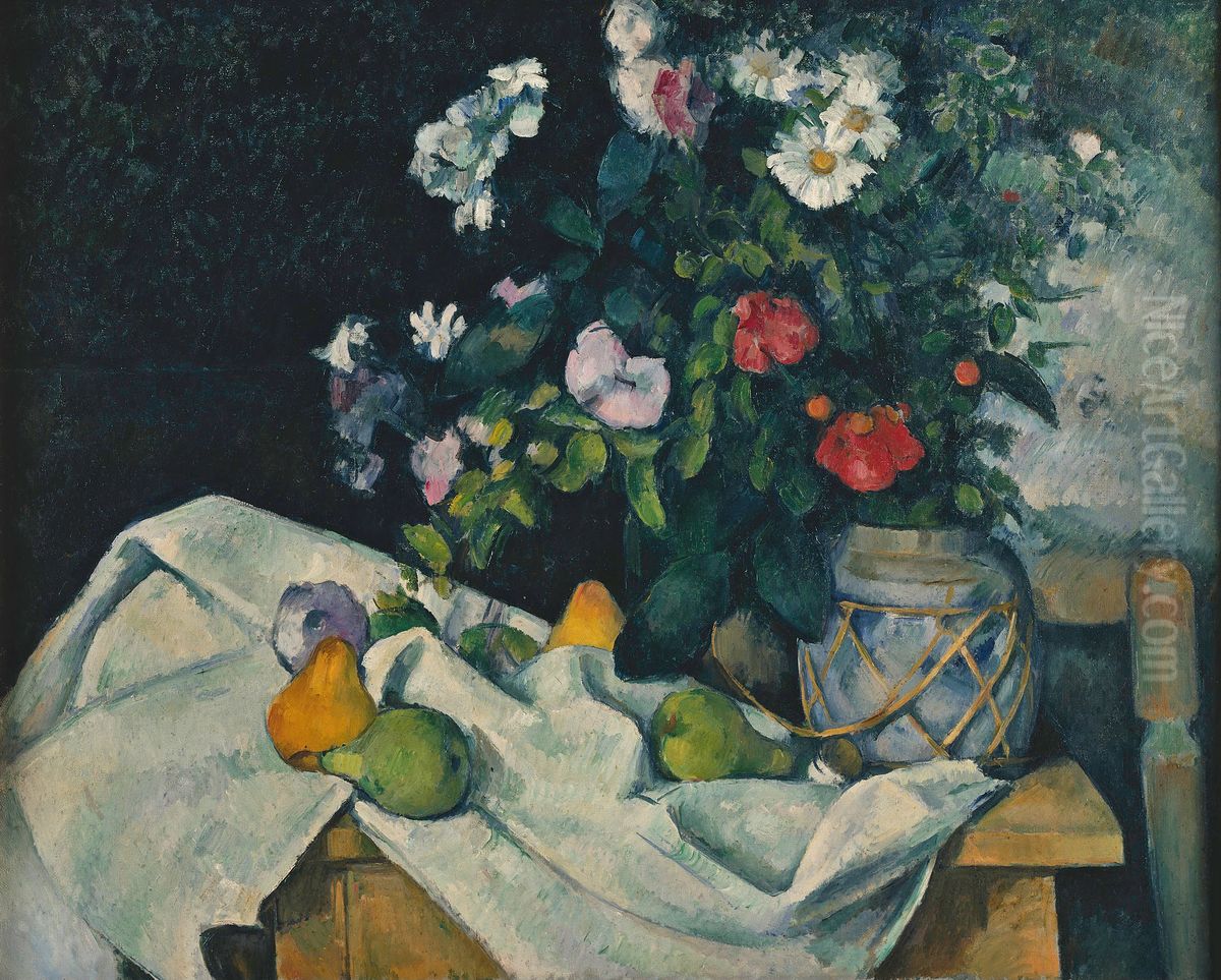Still Life with Flowers and Fruit Oil Painting by Paul Cezanne