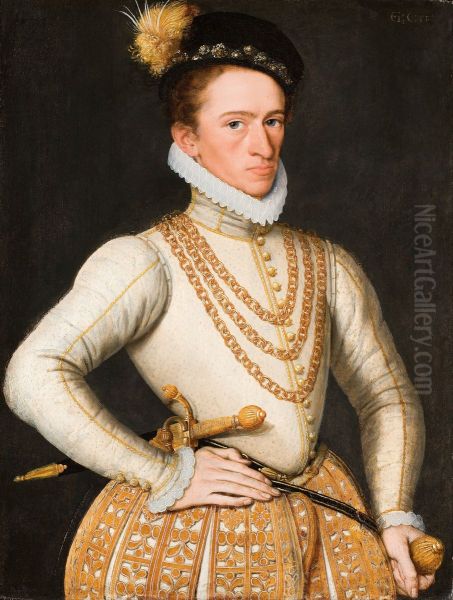 Portrait of an unknown French Nobleman Oil Painting by Gillis Claeissens