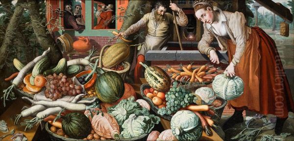 Market Scene Oil Painting by Pieter Aertsen