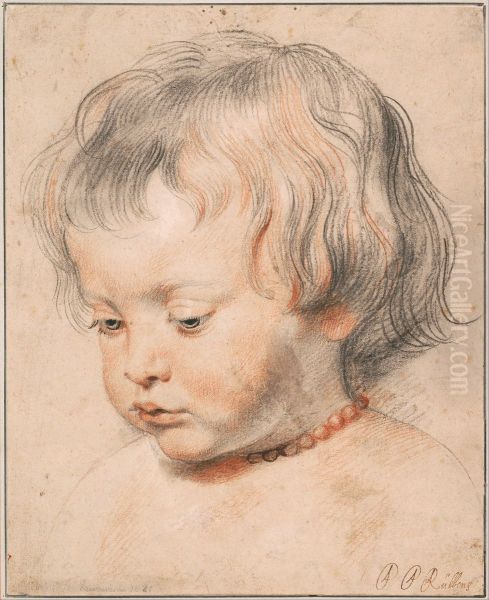 Nicolaas Rubens Wearing a Coral Neckless, c. 1619 Oil Painting by (studio of) Rubens, Peter Paul