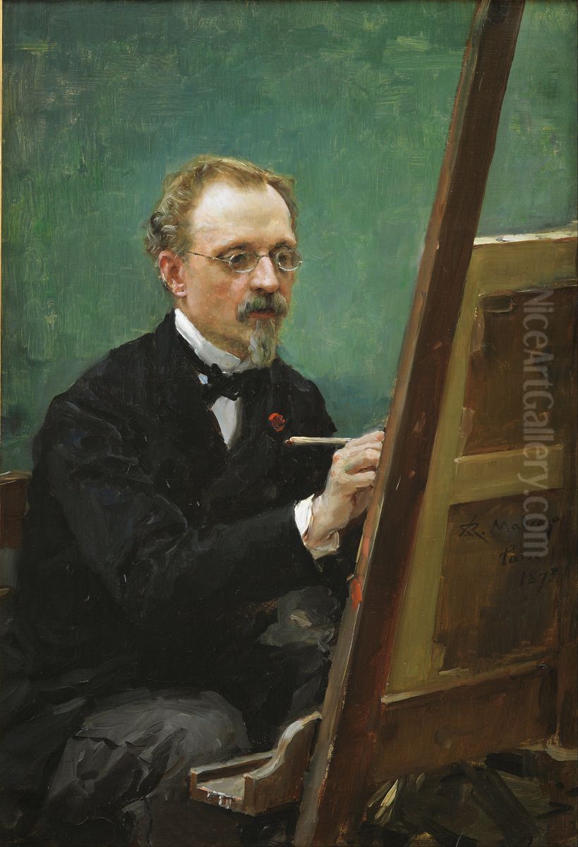 Retrato de Federico de Madrazo pintando Oil Painting by Raimundo de Madrazo y Garreta