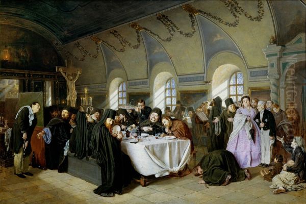 <<Trapeza>> Oil Painting by Vasily Perov