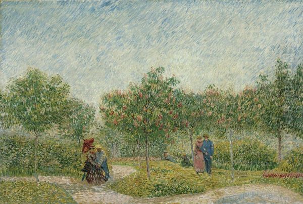 Tuin in Montmartre met geliefden Oil Painting by Vincent Van Gogh