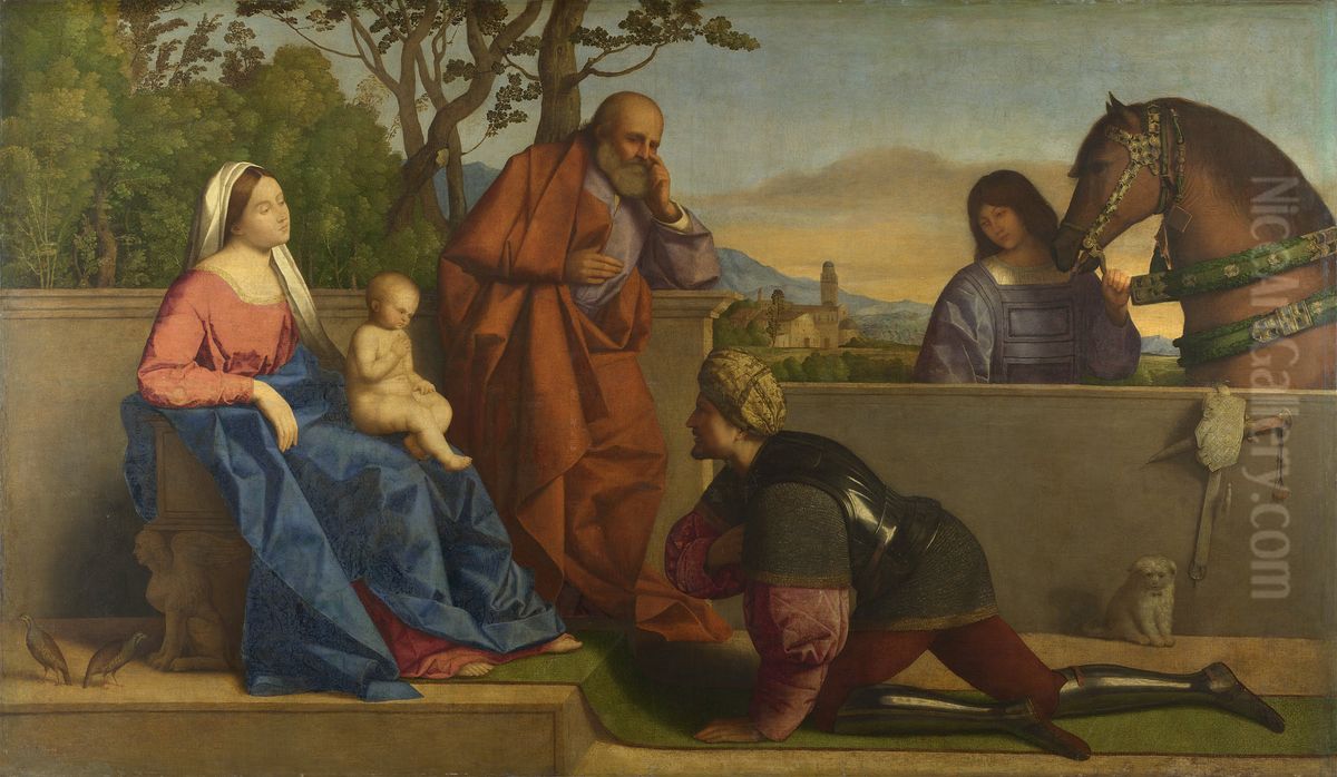 A Warrior adoring the Infant Christ and the Virgin Oil Painting by Vincenzo di Biagio Catena A Warrior adoring the Infant Christ and the Virgin Oil Painting by Vincenzo di Biagio Catena