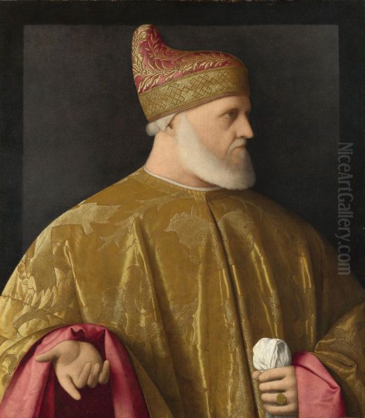 Portrait of the Doge, Andrea Gritti Oil Painting by Vincenzo Catena