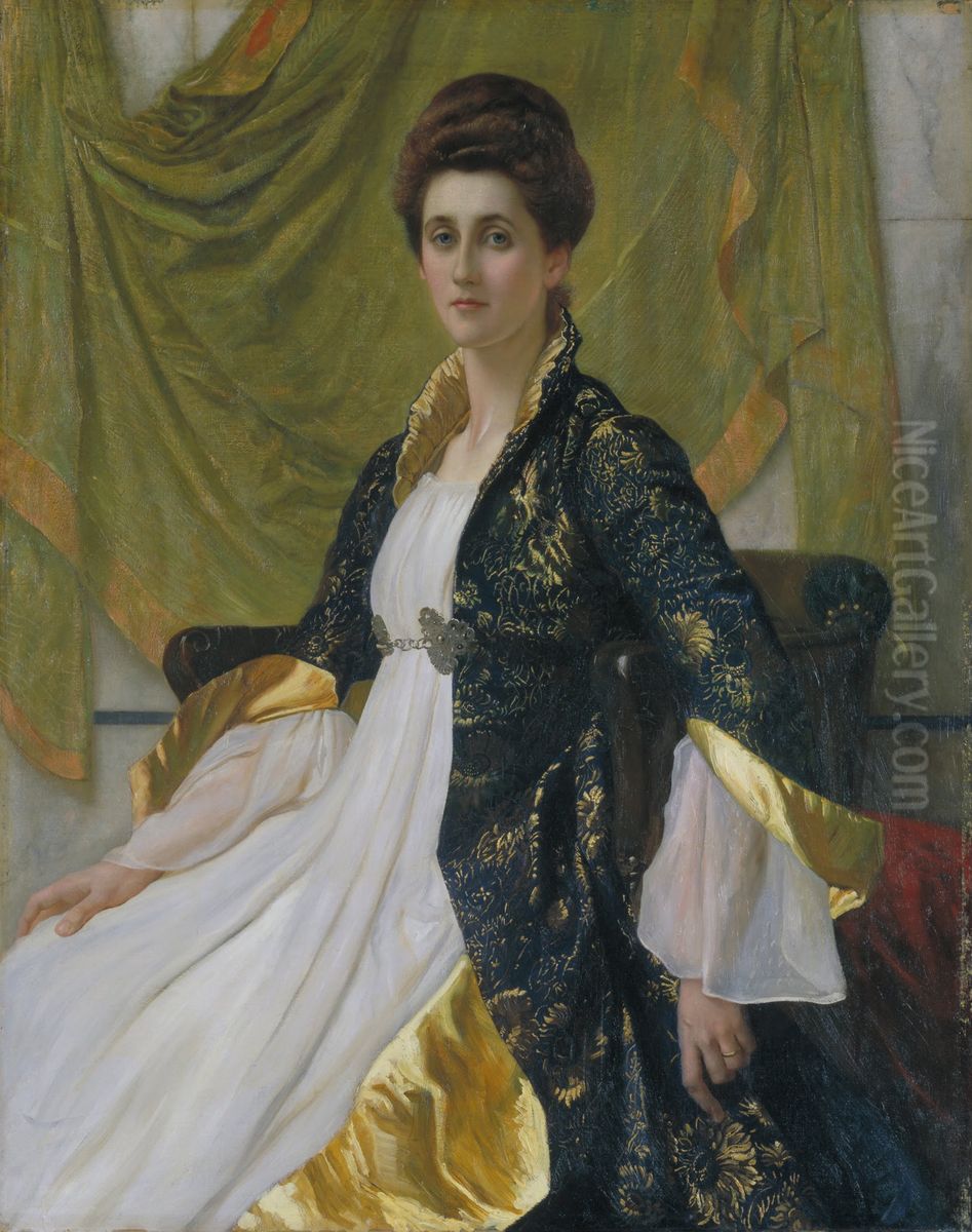 Portrait of Mrs Ernest Moon Oil Painting by William Blake Richmond