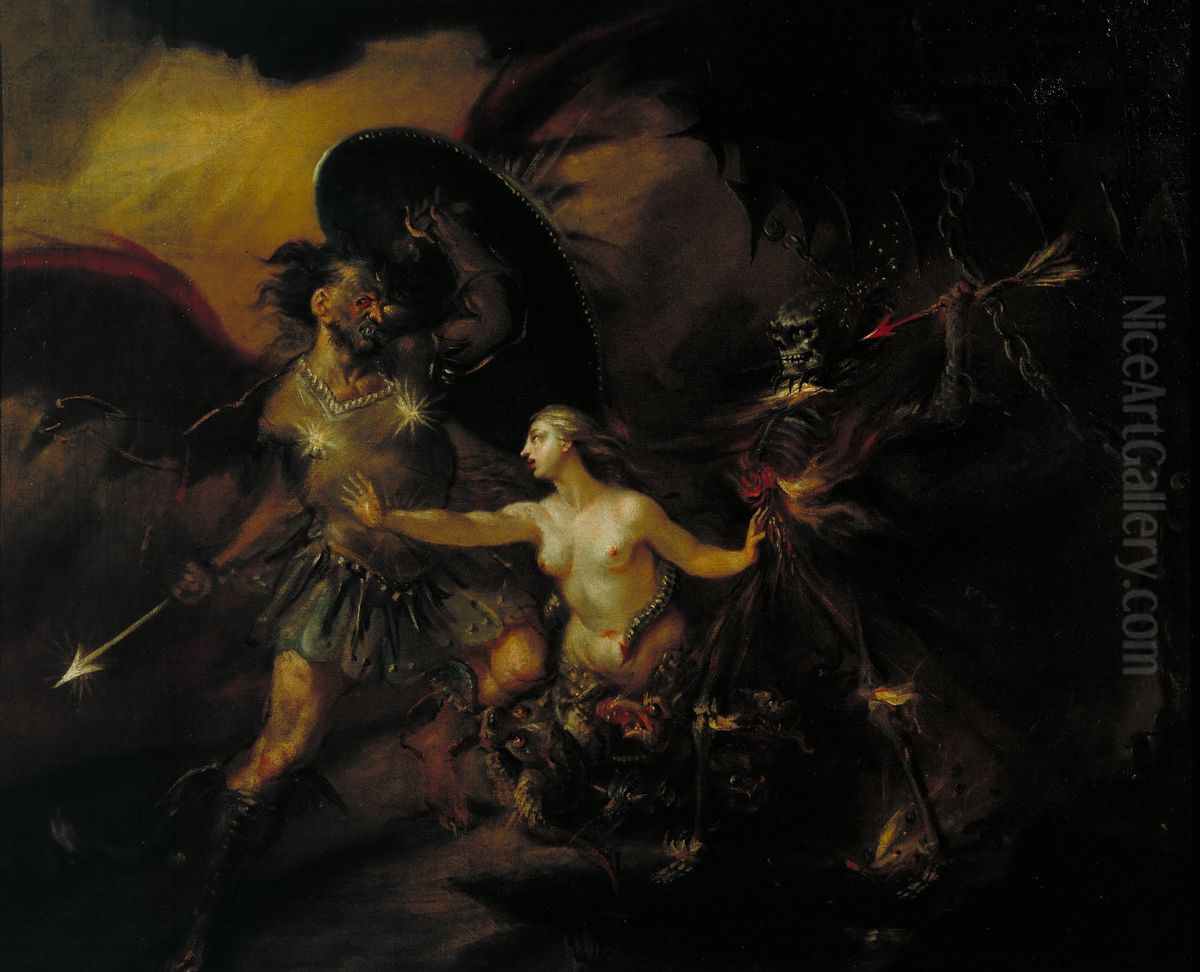 Satan, Sin and Death (A Scene from Milton's `Paradise Lost') Oil Painting by William Hogarth
