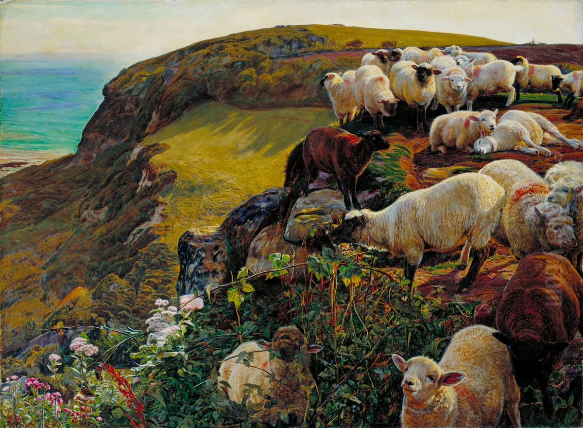 Our English CoastsorStrayed Sheep Oil Painting by William Holman Hunt