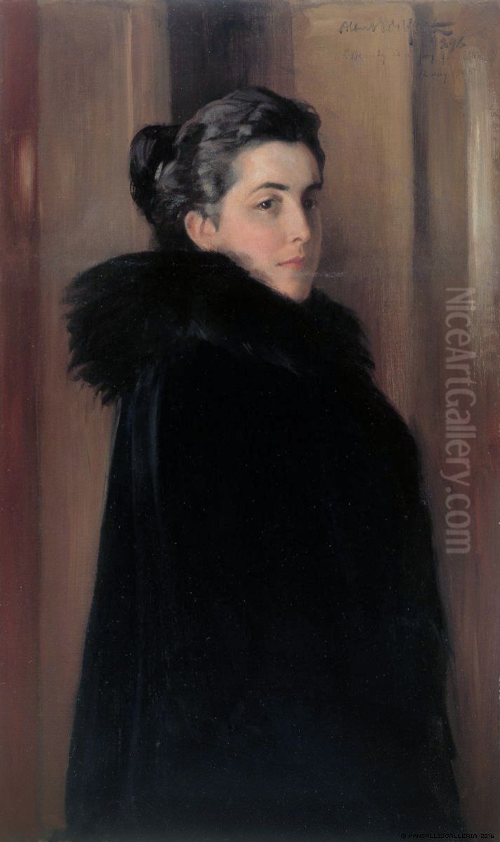 Taiteilijan vaimon muotokuva Oil Painting by Albert Edelfelt
