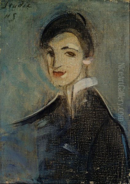 Sangerskan i svart Oil Painting by Helene Schjerfbeck