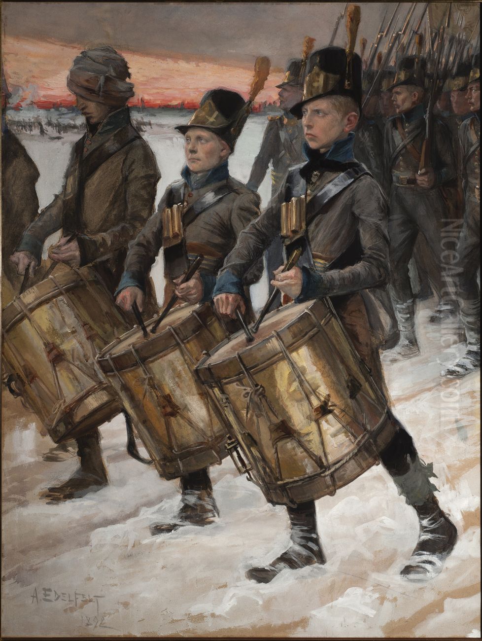 March of the Bjorneborgers; March of thePori Regiment Oil Painting by Albert Edelfelt
