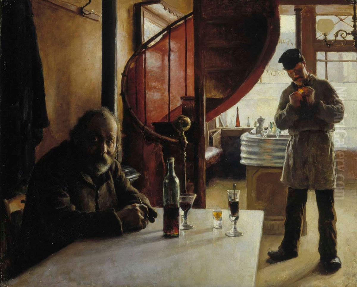 Ranskalainen viinikapakka Oil Painting by Eero Jarnefelt
