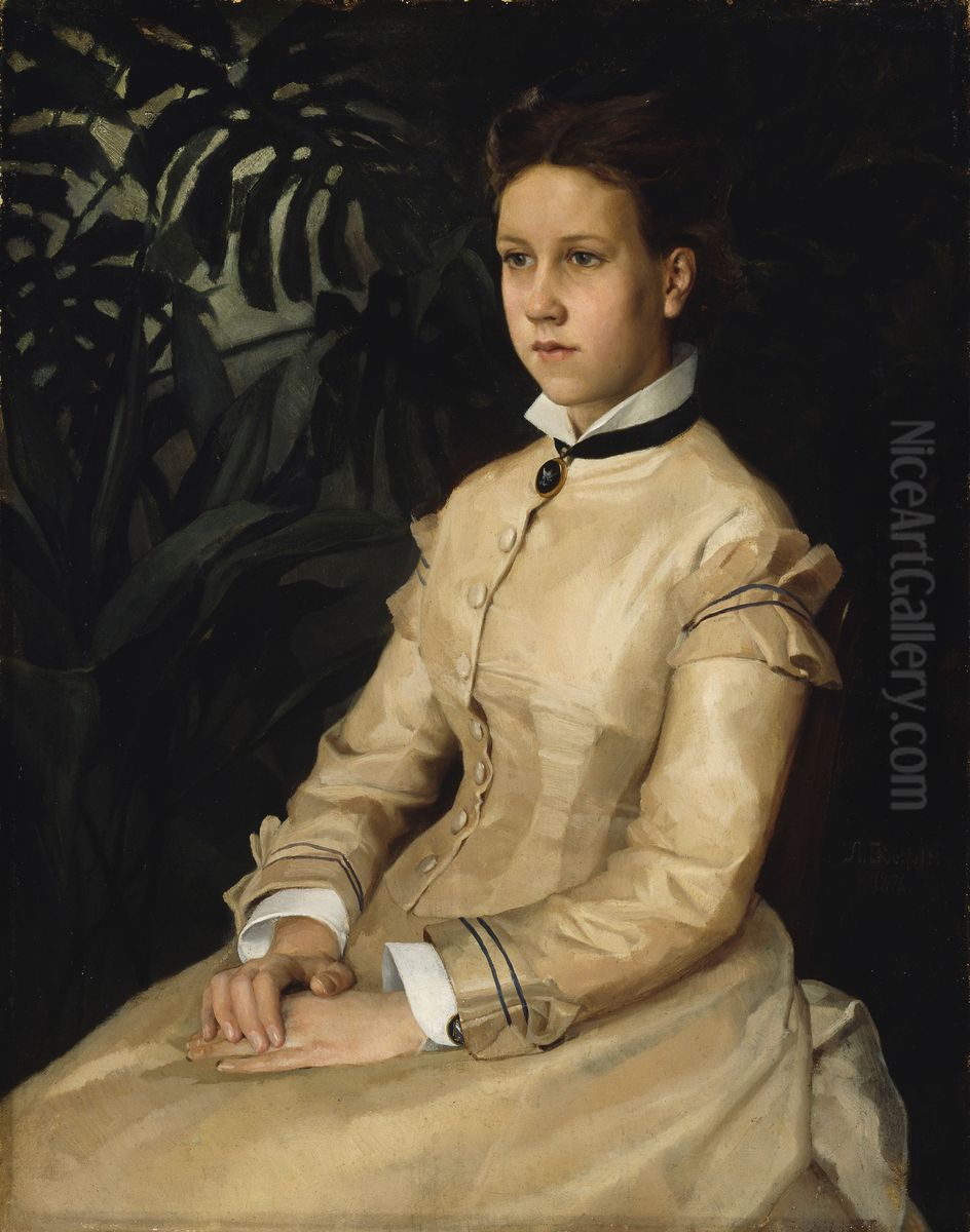 Portratt av konstnarens syster (Ellen Edelfelt). Oil Painting by Albert Edelfelt