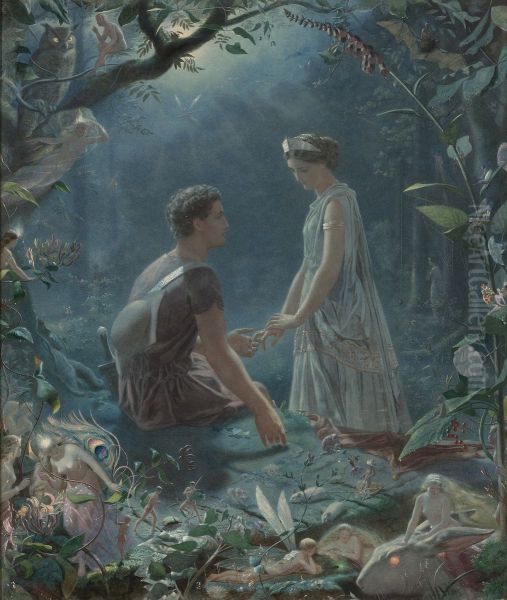 Hermia and Lysander. A Midsummer Night's Dream Oil Painting by John Simmons