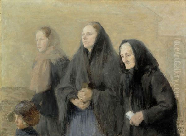 Churchgoers (Easter Morning) Oil Painting by Helene Schjerfbeck